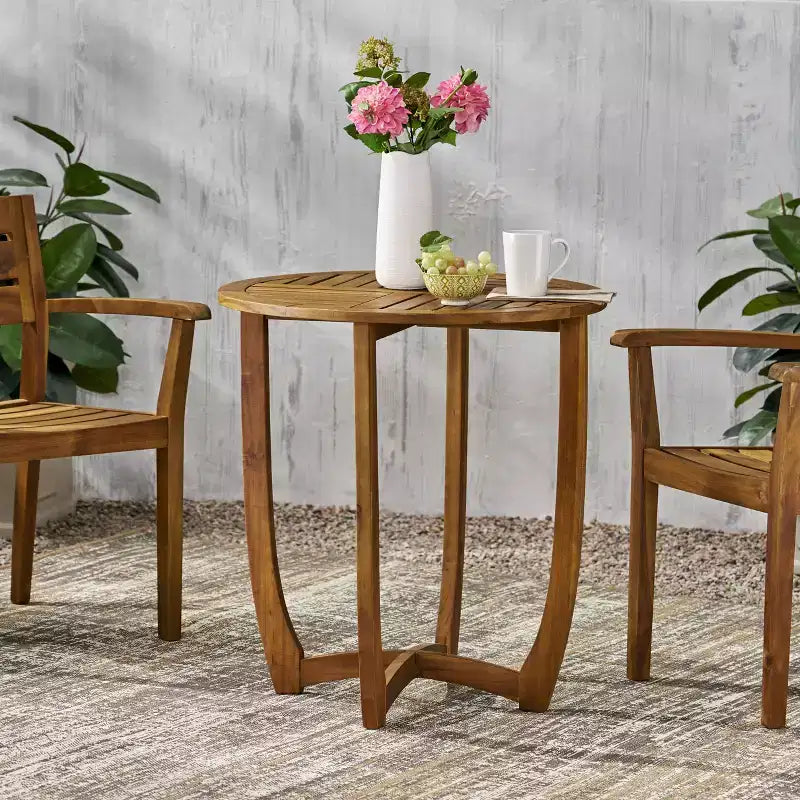 Table de bistro ronde GDFStudio Andria en bois d'acacia pour l'extérieur