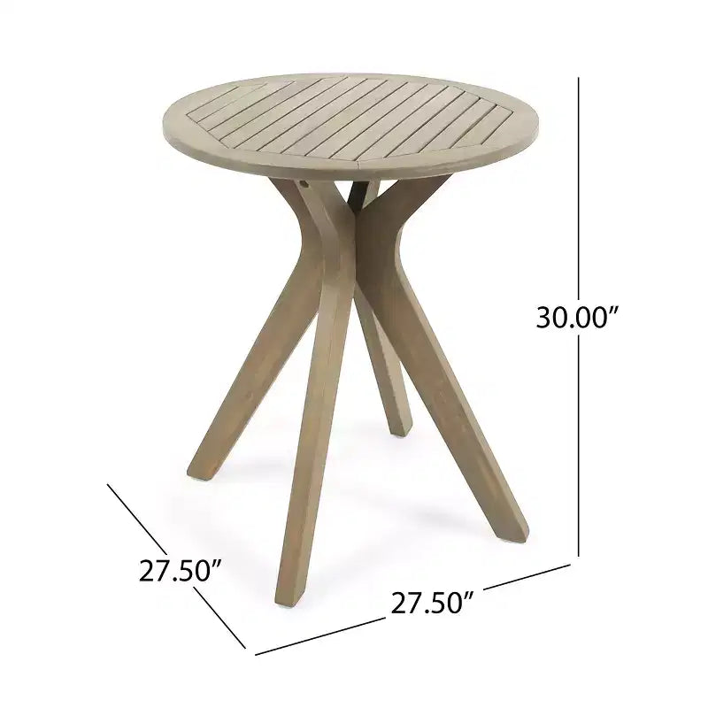 Table de bistrot ronde d'extérieur Brigitte en bois d'acacia avec base croisée GDFStudio