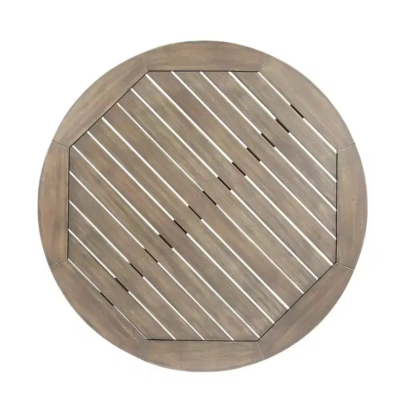 Table de bistrot ronde d'extérieur Brigitte en bois d'acacia avec base croisée GDFStudio
