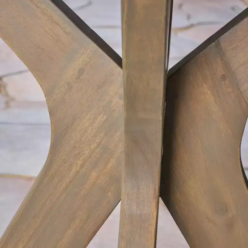 Table de bistrot ronde d'extérieur Brigitte en bois d'acacia avec base croisée GDFStudio