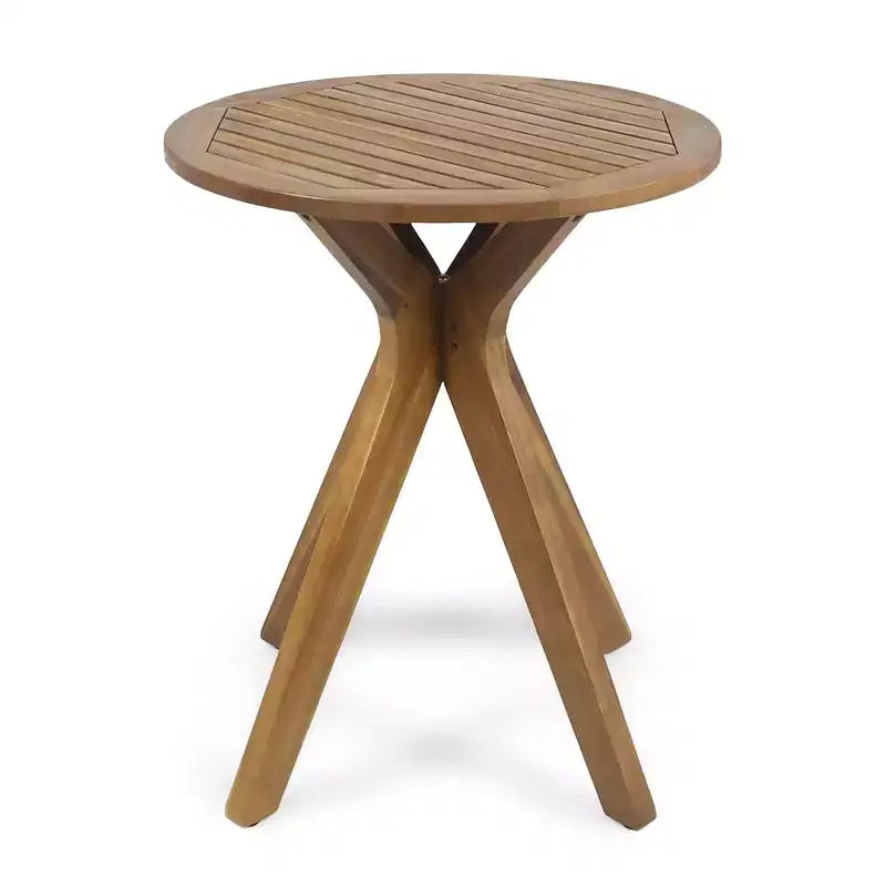 Table de bistrot ronde d'extérieur Brigitte en bois d'acacia avec base croisée GDFStudio