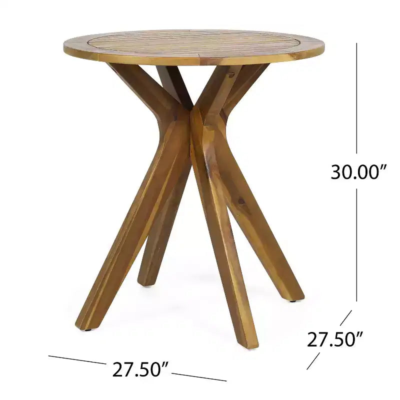 Table de bistrot ronde d'extérieur Brigitte en bois d'acacia avec base croisée GDFStudio