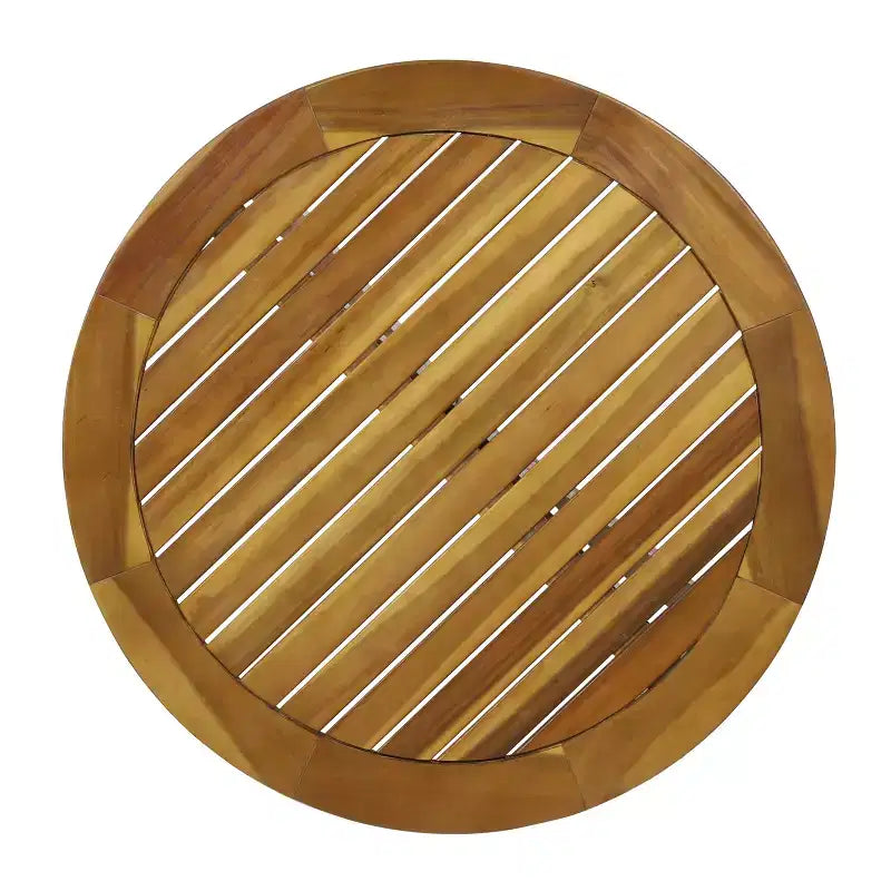 Table de bistrot ronde d'extérieur Brigitte en bois d'acacia avec base croisée GDFStudio