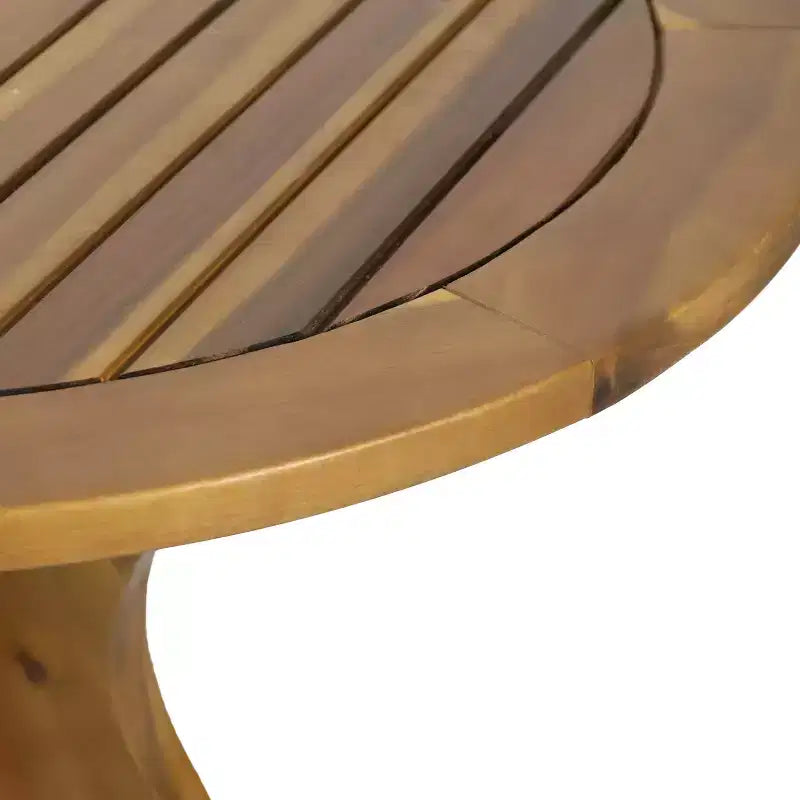 Table de bistrot ronde d'extérieur Brigitte en bois d'acacia avec base croisée GDFStudio