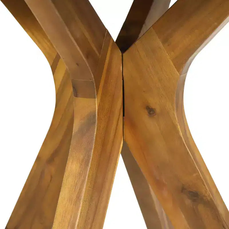 Table de bistrot ronde d'extérieur Brigitte en bois d'acacia avec base croisée GDFStudio
