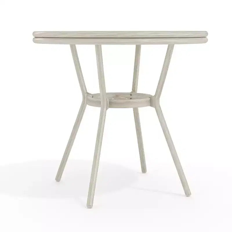 Table de bistrot ronde d'intérieur/extérieur Martha Stewart Lily Pond 31 avec cadre en aluminium effet bois et plateau en rotin tressé