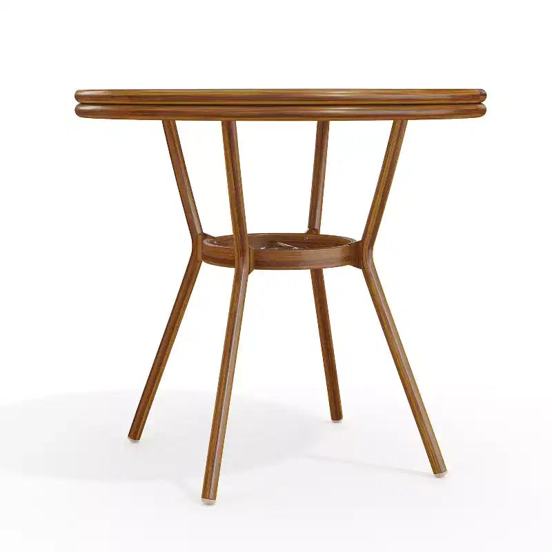 Table de bistrot ronde d'intérieur/extérieur Martha Stewart Lily Pond 31 avec cadre en aluminium effet bois et plateau en rotin tressé