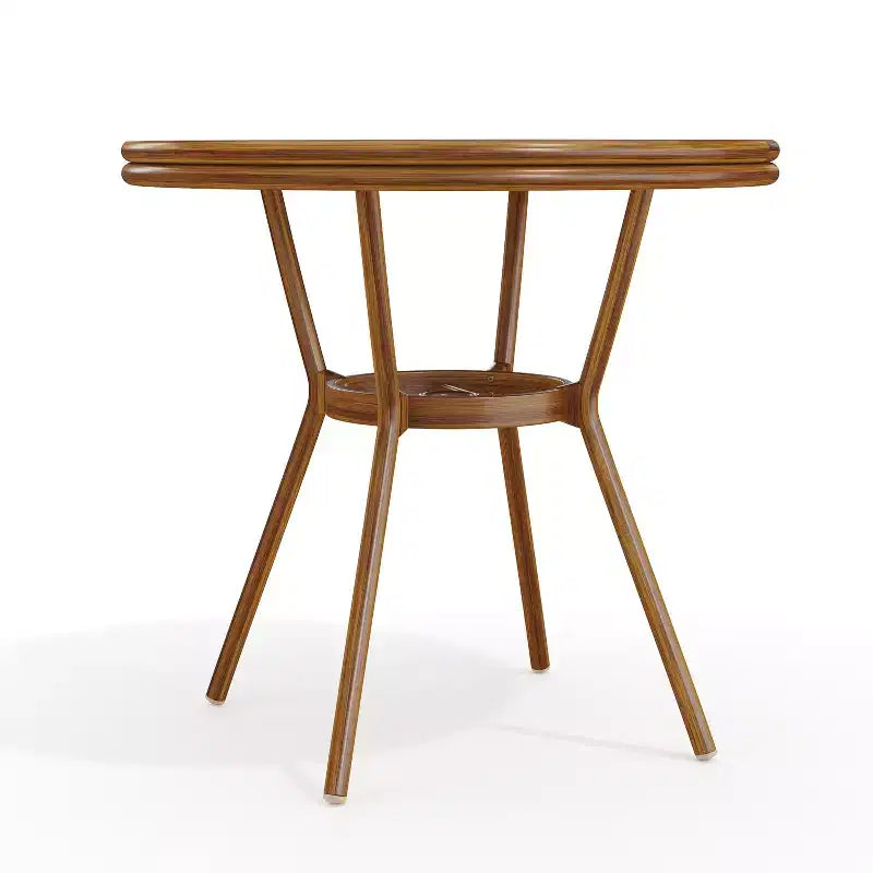 Table de bistrot ronde d'intérieur/extérieur Martha Stewart Lily Pond 31 avec cadre en aluminium effet bois et plateau en rotin tressé