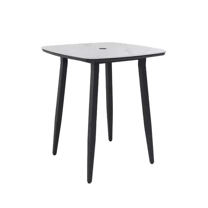 Christopher Knight Home Esther Table de bar carrée en aluminium de 35,4'' avec plateau en pierre frittée imitation marbre