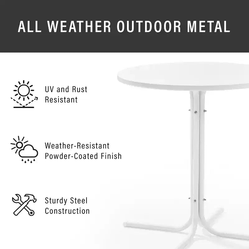 HomeStock Griffith Outdoor Metal Bistro Table White Satin