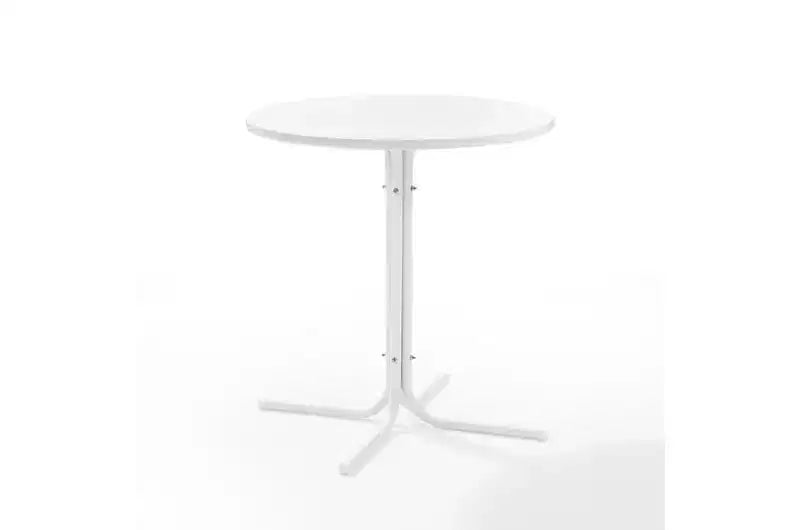 HomeStock Griffith Table de bistrot d'extérieur en métal blanc satiné