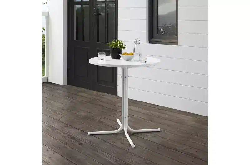 HomeStock Griffith Table de bistrot d'extérieur en métal blanc satiné