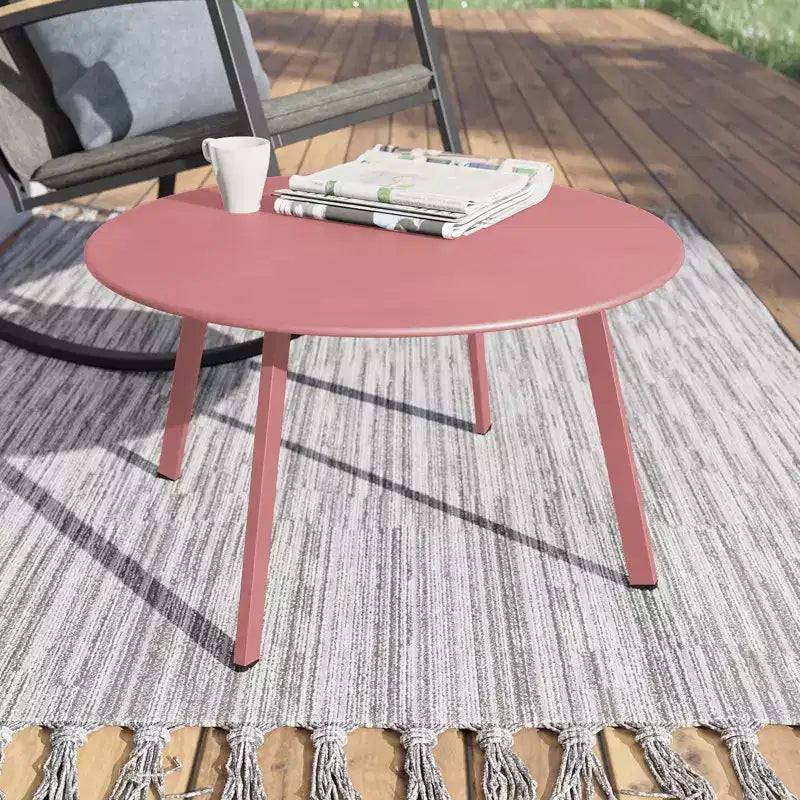 GRANDPATIO Table basse ronde d'extérieur en acier de 27,5 pouces