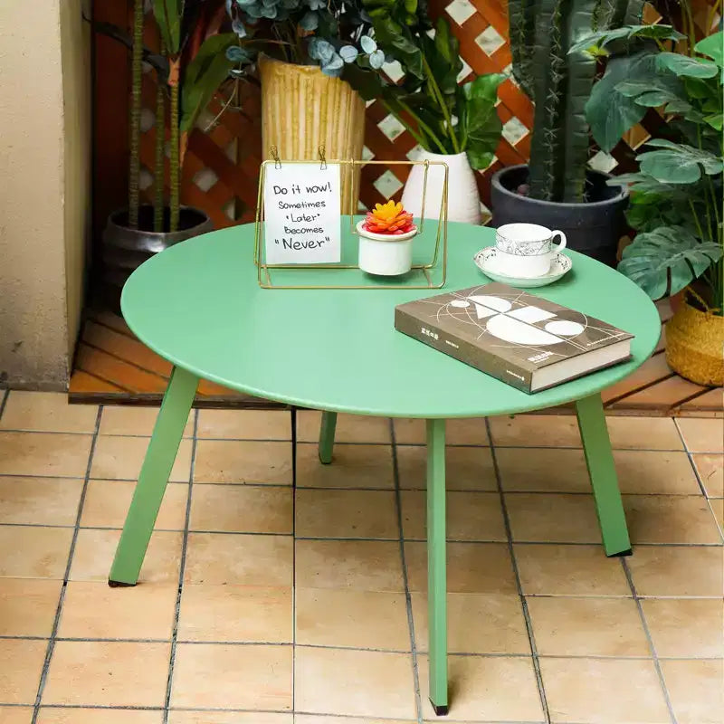 GRANDPATIO Table basse ronde d'extérieur en acier de 27,5 pouces