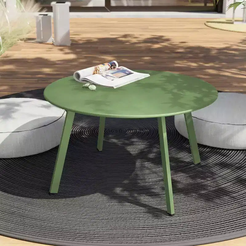 GRANDPATIO Table basse ronde d'extérieur en acier de 27,5 pouces