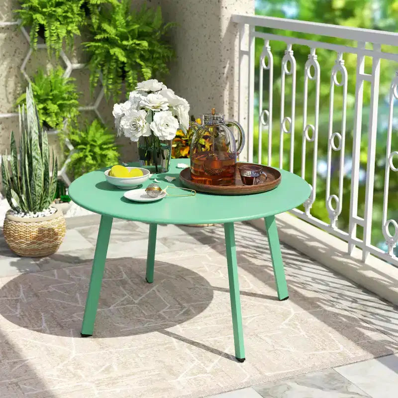 GRANDPATIO Table basse ronde d'extérieur en acier de 27,5 pouces