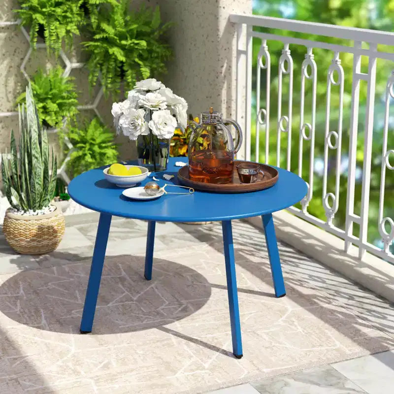 GRANDPATIO Table basse ronde d'extérieur en acier de 27,5 pouces