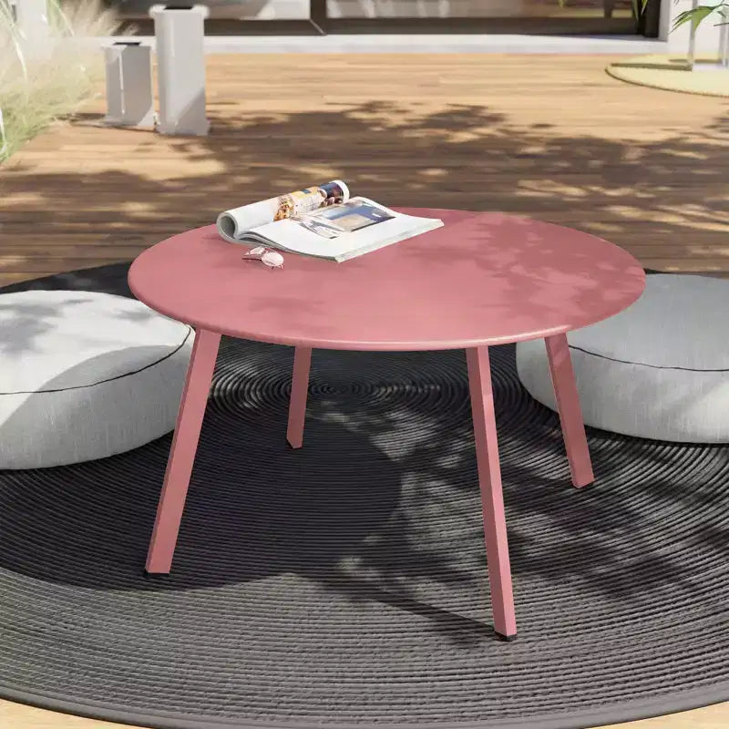 GRANDPATIO Table basse ronde d'extérieur en acier de 27,5 pouces