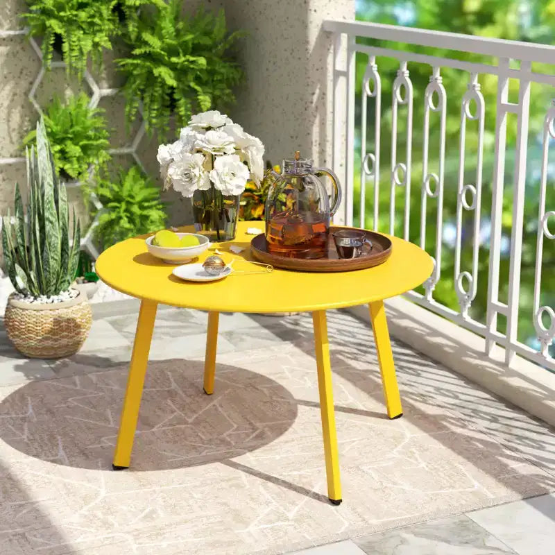 GRANDPATIO Table basse ronde d'extérieur en acier de 27,5 pouces