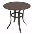 Garden Elements Round Outdoor Patio Bistro Table, Aluminum Frame with Slat-Top Tabletop, 30