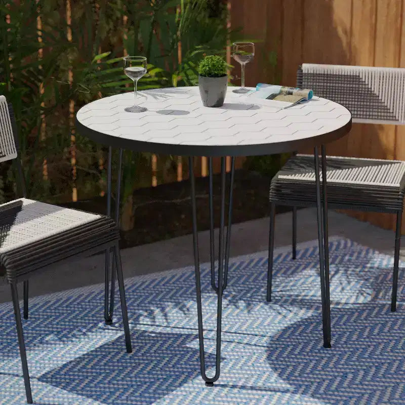 Table de bistrot Watkindale Outdoor - Noir/Blanc - SEI