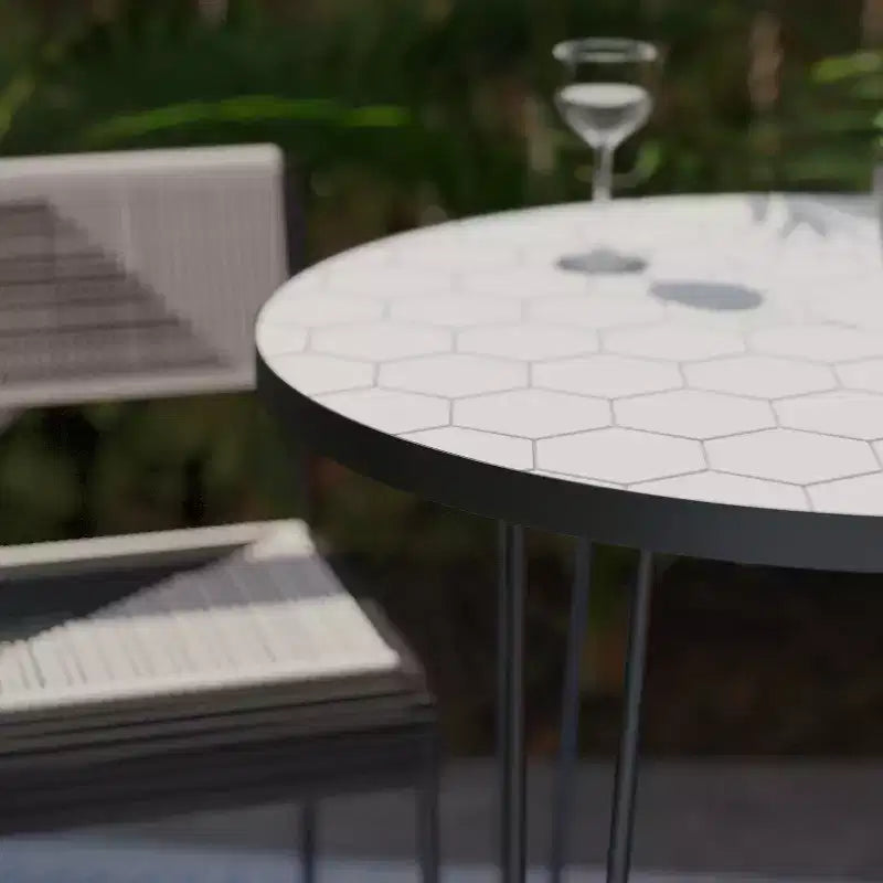 Table de bistrot Watkindale Outdoor - Noir/Blanc - SEI