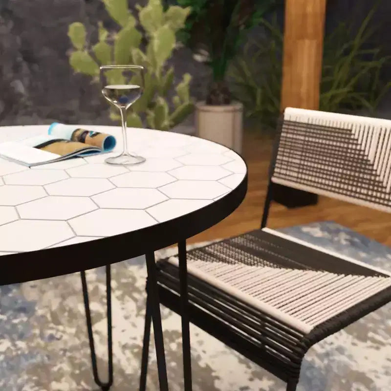 Table de bistrot Watkindale Outdoor - Noir/Blanc - SEI