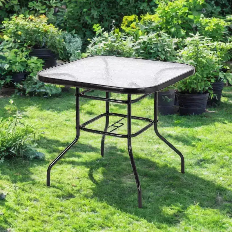Table à manger d'extérieur carrée en verre Karl Home