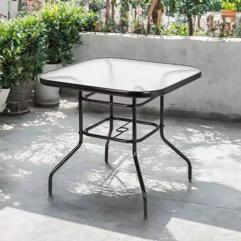 Table à manger d'extérieur carrée en verre Karl Home
