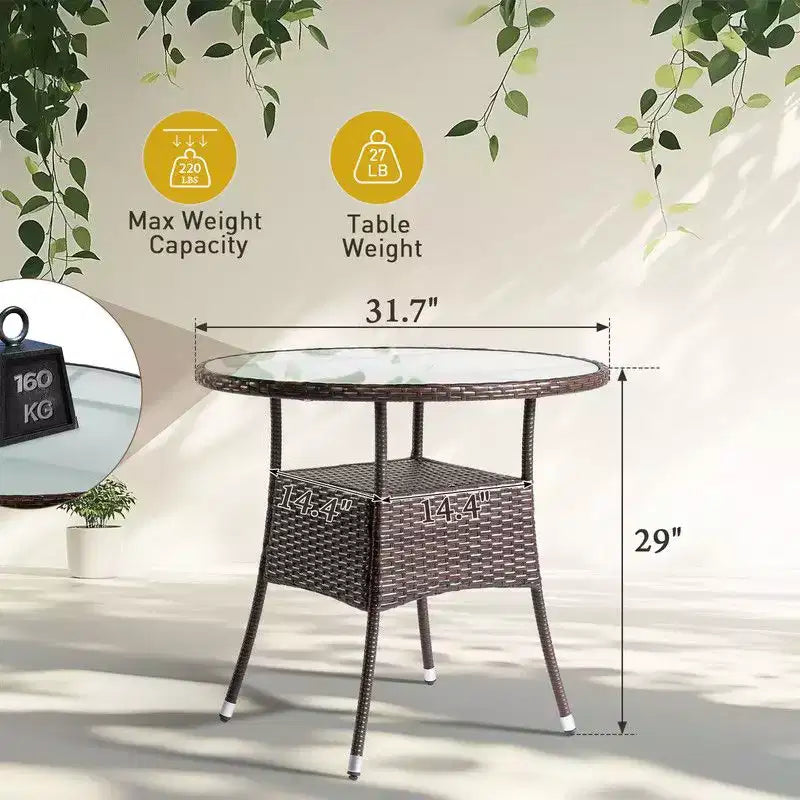 Table de bar ronde en osier marron Karl Home Patio