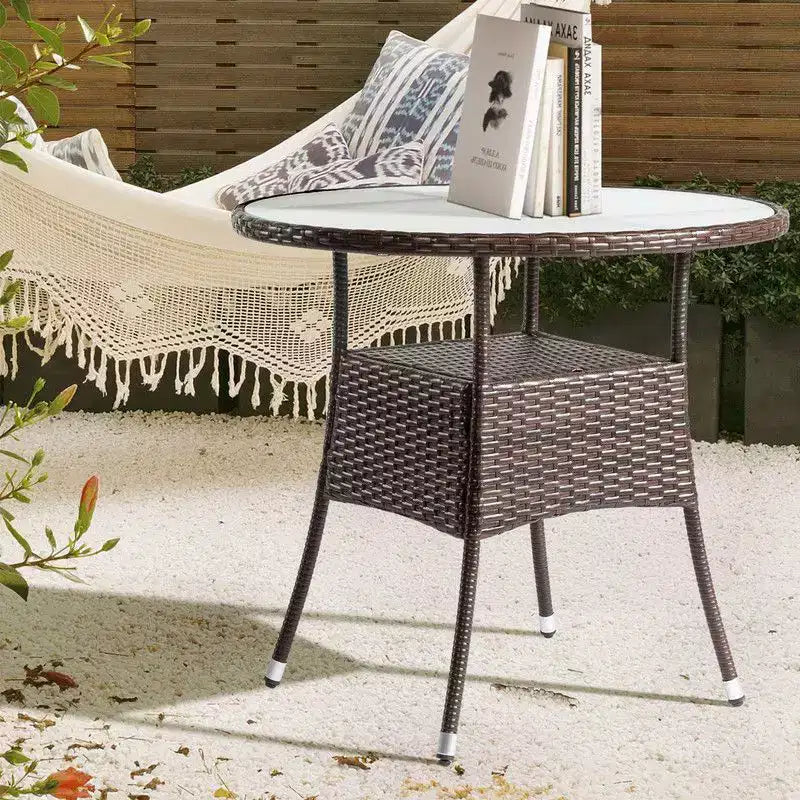 Table de bar ronde en osier marron Karl Home Patio