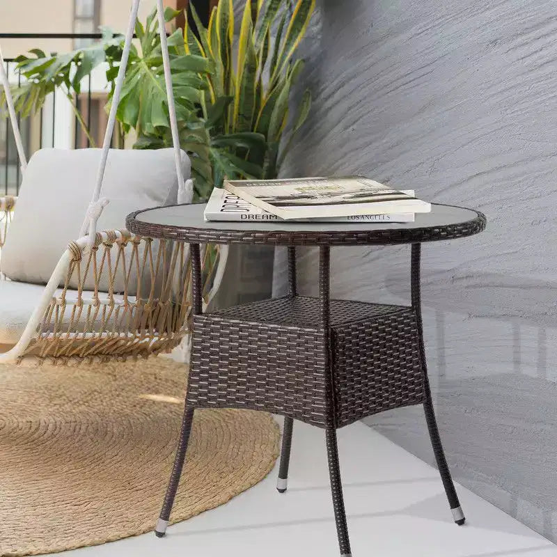 Table de bar ronde en osier marron Karl Home Patio