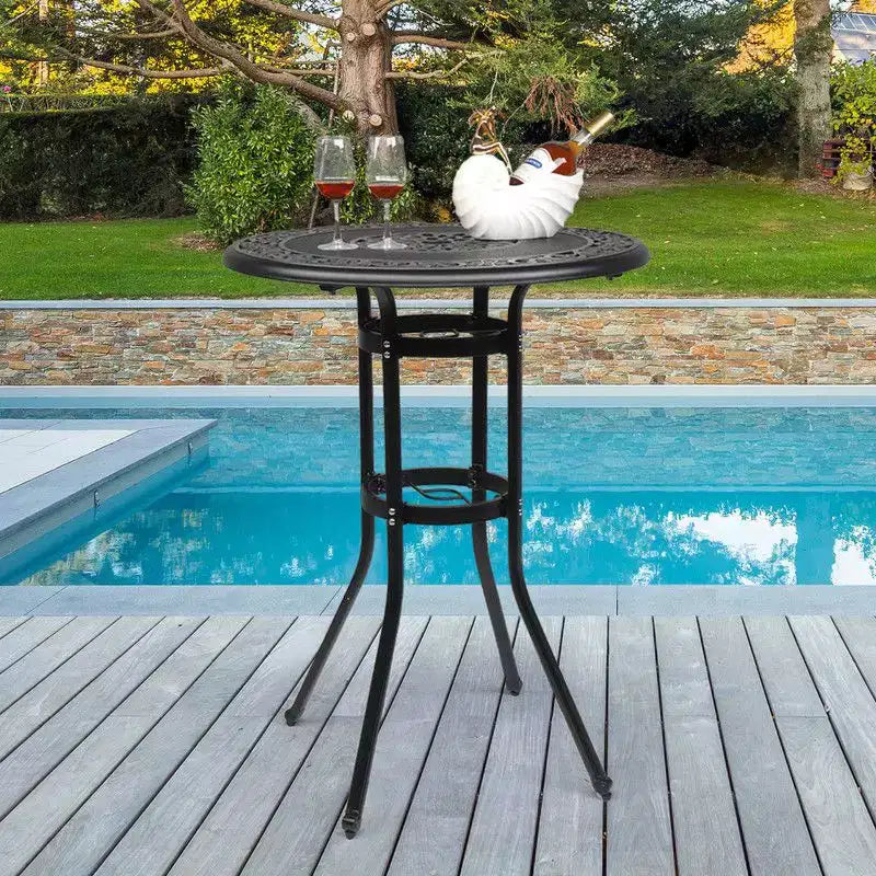 Table de bar d'extérieur ronde en aluminium Karl Home Brionie