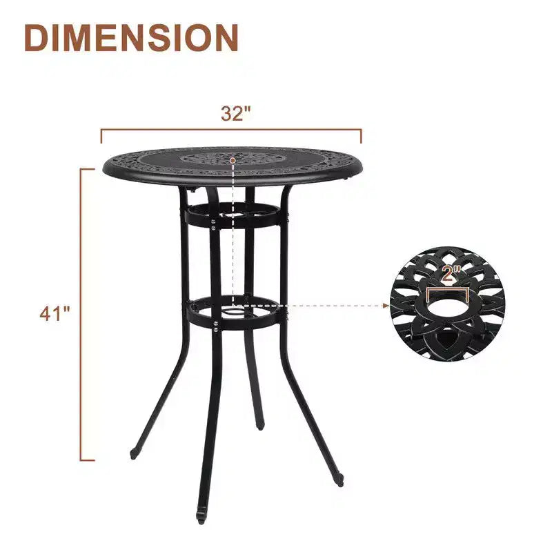 Table de bar d'extérieur ronde en aluminium Karl Home Brionie