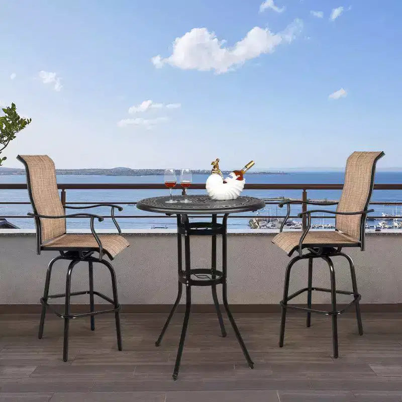 Table de bar d'extérieur ronde en aluminium Karl Home Brionie