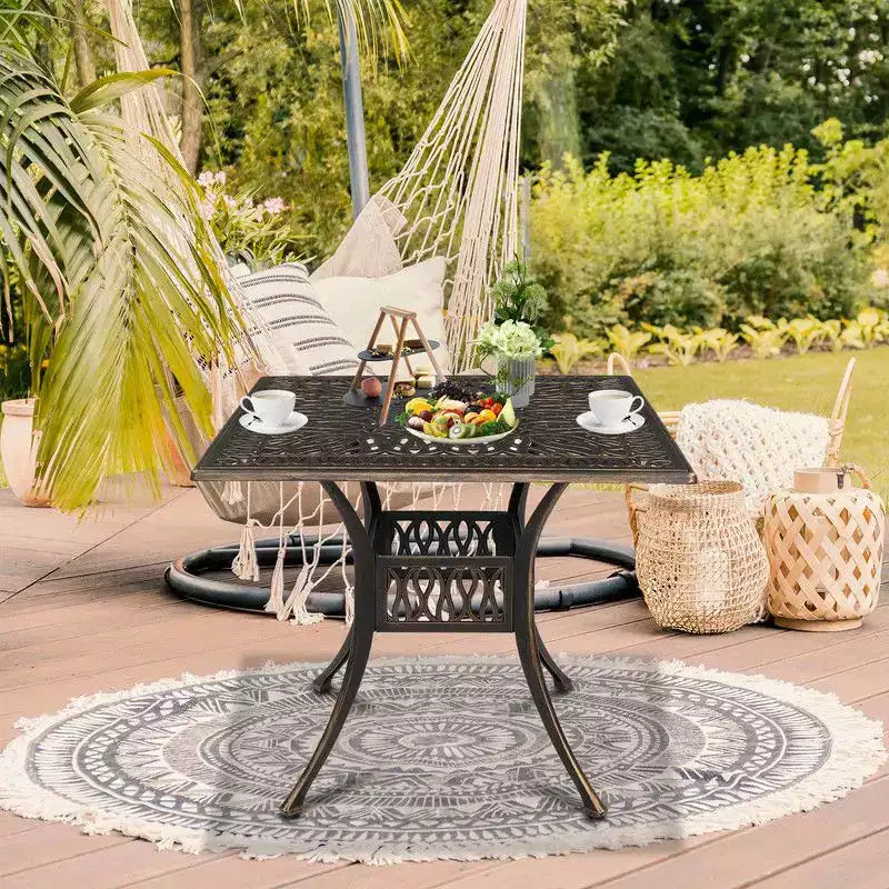 Table à manger carrée en métal Karl Home pour l'extérieur