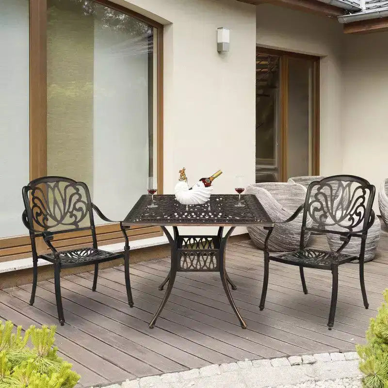 Table à manger carrée en métal Karl Home pour l'extérieur