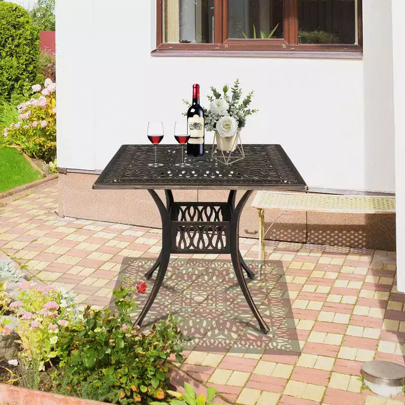 Table à manger carrée en métal Karl Home pour l'extérieur