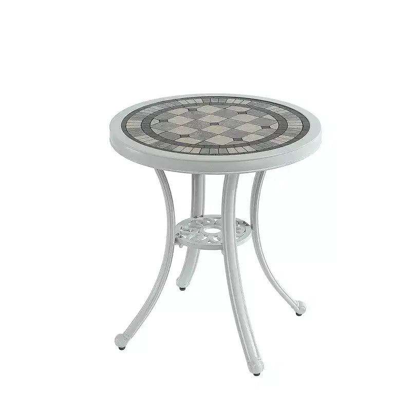 CLIHOME 24 Round Cast Aluminum Patio Outdoor Bistro Table Dining Table