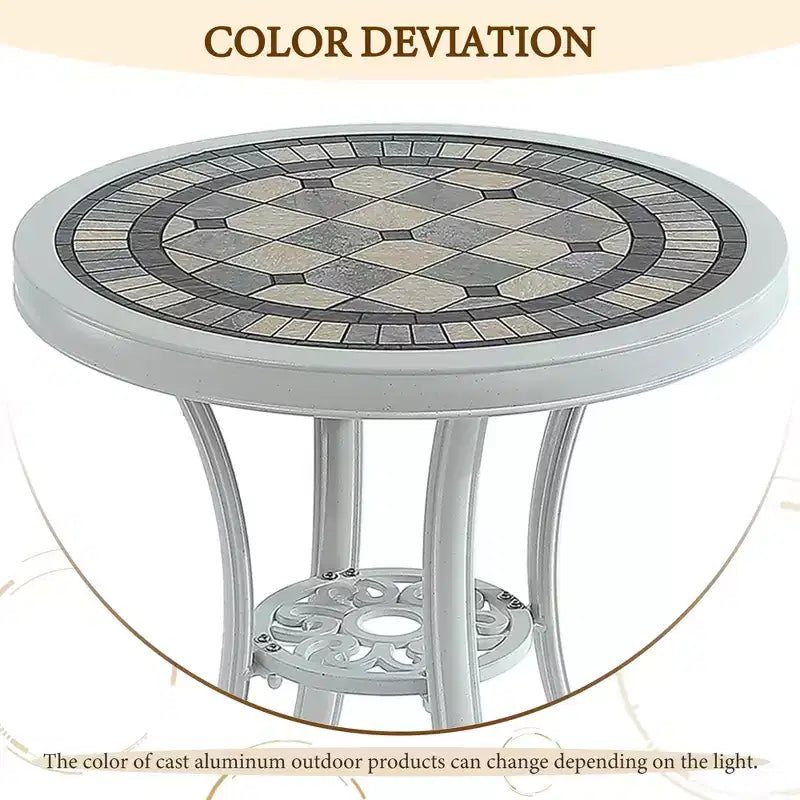 CLIHOME Table de Bistrot Extérieure Ronde en Aluminium Moulé 24" Table de Repas