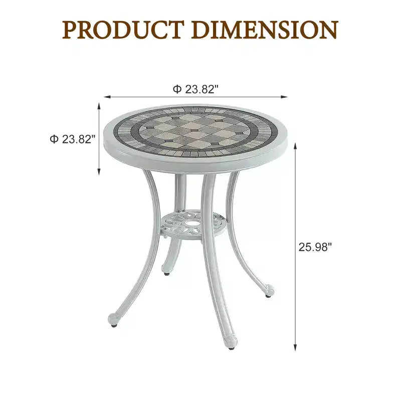 CLIHOME Table de Bistrot Extérieure Ronde en Aluminium Moulé 24" Table de Repas