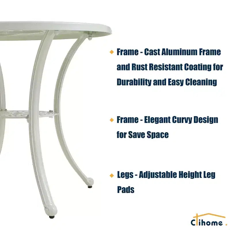 CLIHOME Table de terrasse ronde d'extérieur avec trou pour parasol