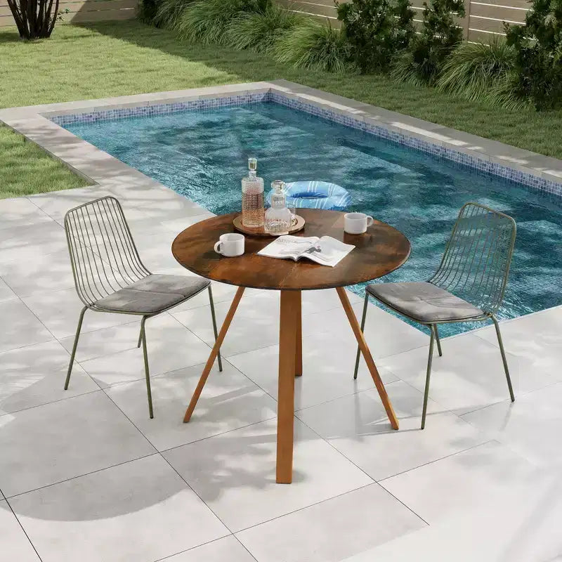 HOMLUX Table de salle à manger d'extérieur ronde à 4 pieds, tables de bistrot pour jardin, balcon, pelouse, piscine