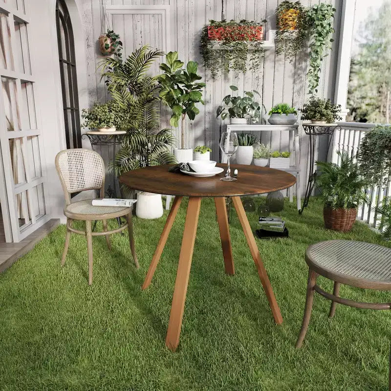 HOMLUX Table de salle à manger d'extérieur ronde à 4 pieds, tables de bistrot pour jardin, balcon, pelouse, piscine