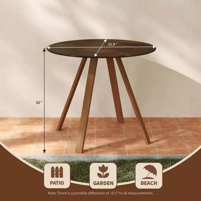 HOMLUX Table de salle à manger d'extérieur ronde à 4 pieds, tables de bistrot pour jardin, balcon, pelouse, piscine