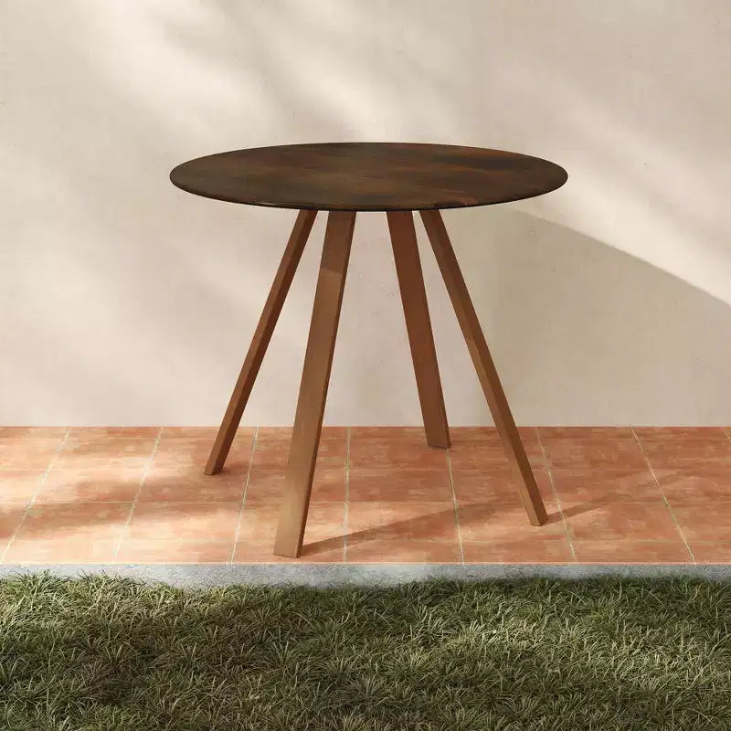 HOMLUX Table de salle à manger d'extérieur ronde à 4 pieds, tables de bistrot pour jardin, balcon, pelouse, piscine