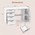 53" Computer Desk with Power Outlets and 4 Storage Drawers - Large Executive Desk, Gray/White