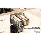 Pull Out Cabinet Organizers, 2 Pack Slide Out Basket Drawers - Heavy Duty Carbon Steel for Kitchen Bathroom Under Sink