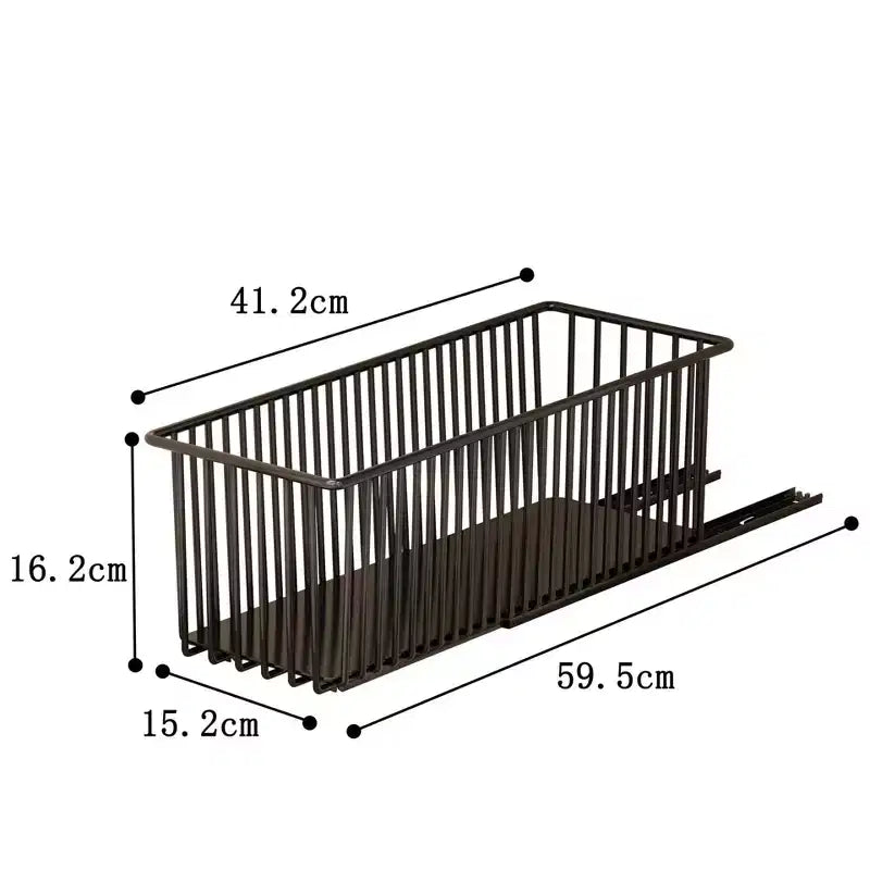 Pull Out Cabinet Organizers, 2 Pack Slide Out Basket Drawers - Heavy Duty Carbon Steel for Kitchen Bathroom Under Sink