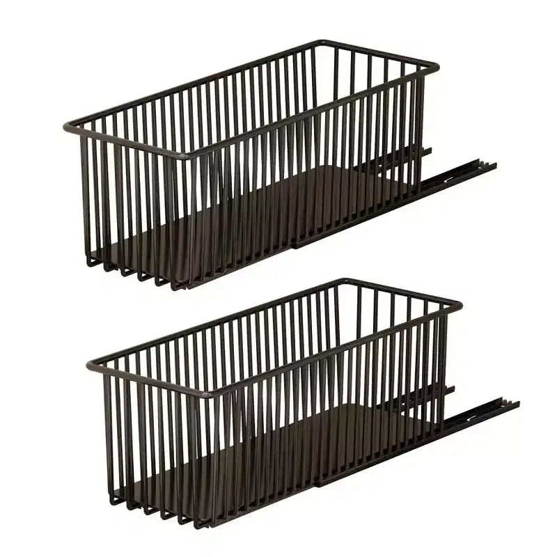 Pull Out Cabinet Organizers, 2 Pack Slide Out Basket Drawers - Heavy Duty Carbon Steel for Kitchen Bathroom Under Sink